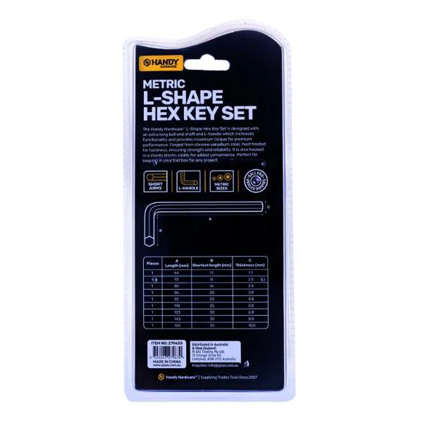 9 Pack Has Key Ball End Short L Handle Metric - Image 3