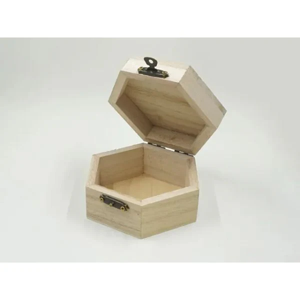 Hexagon Wooden Jewellery Box - 9.7cm x 8.5cm x 5cm - Image 2