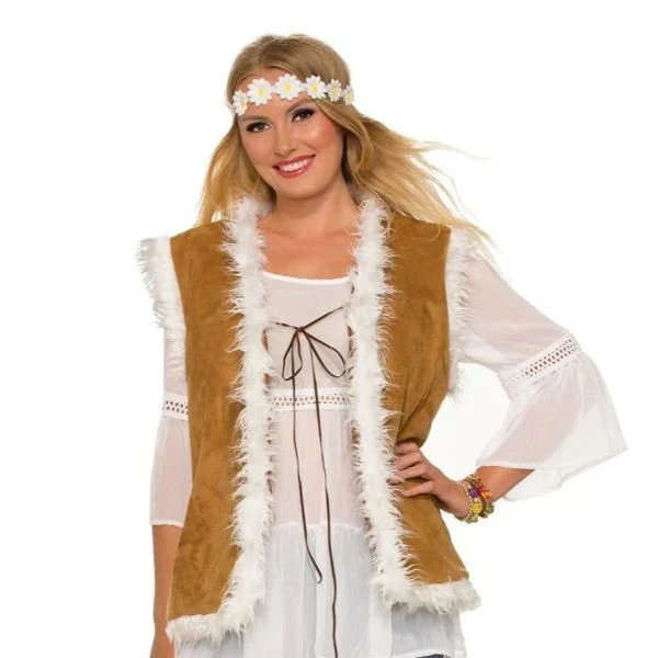 Hippie Faux Fur Trimmed Vest - Image 2