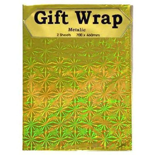 2 Sheets Metallic Holographic Gift Wrap - 70cm x 46cm - Image 2