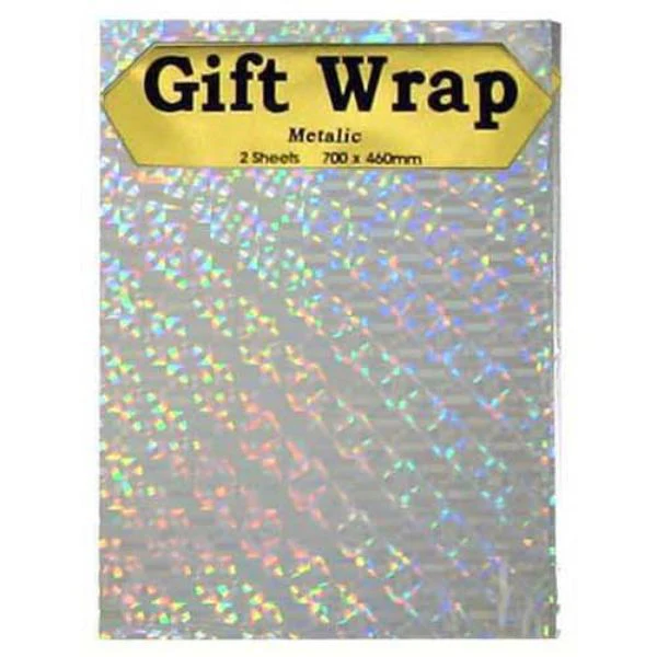 2 Sheets Metallic Holographic Gift Wrap - 70cm x 46cm - Image 5