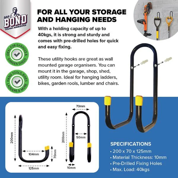 Wall Mounted Dual Hooks - 20cm x 12.5cm - Image 4