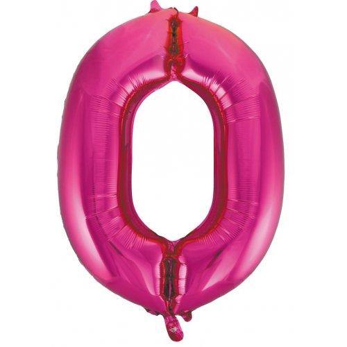 Hot Pink Decrotex Number 0 Foil Balloon - 86cm