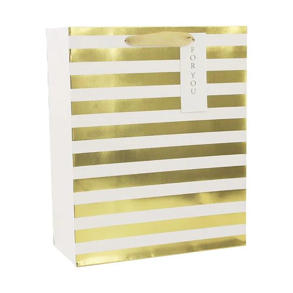 Hot Stamp Gold Stripe Gift Bag - 26cm x 32cm x 12cm