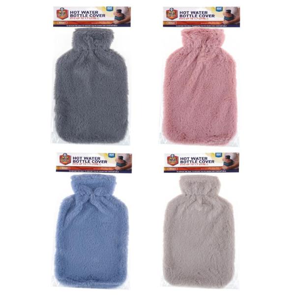 Coral Fleece Cover Hot Water Bottle - 1.7L