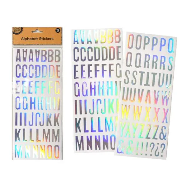 92 Pack Iridescent Alphabet Stickers