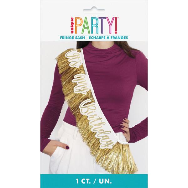 Gold Foil Fringe Its My Birthday Sash