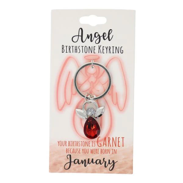 January Angel Birthstone Keyring
