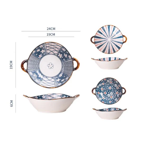 Japanese Style Double Ear Soup Bowl - 24cm x 6cm