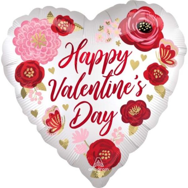 Jumbo Valentines Day Flowers Heart Foil Balloon - 71cm
