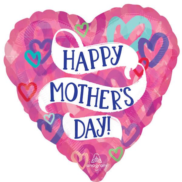 Happy Mothers Day Jumbo Hearts Foil Balloon - 71cm
