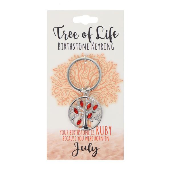 July Tree Of Life Birthstone Keyring
