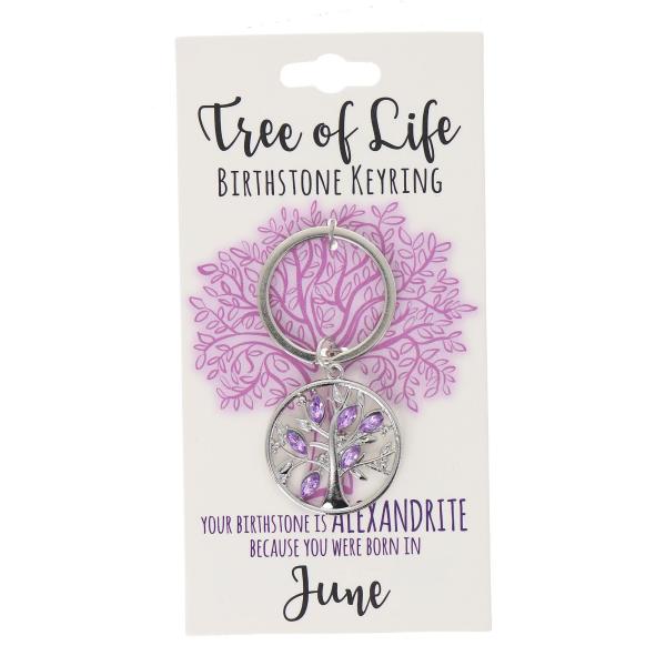 June Tree Of Life Birthstone Keyring