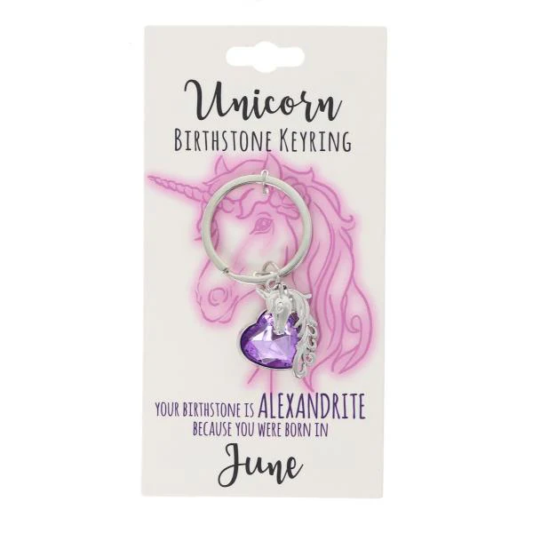 June Unicorn Birthstone Keyring