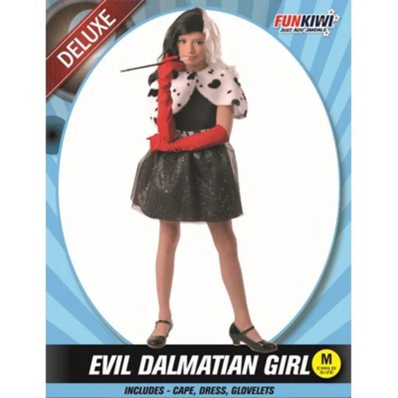 Kids Deluxe Evil Dalmatian Girl Costume - M