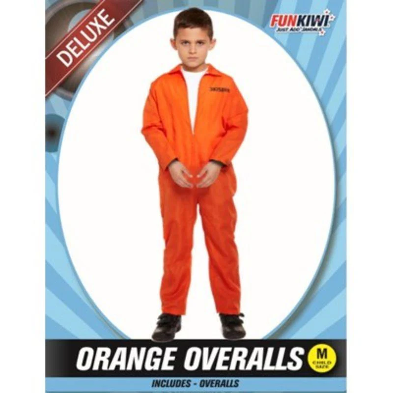 Kids Deluxe Orange Overalls Costume - M