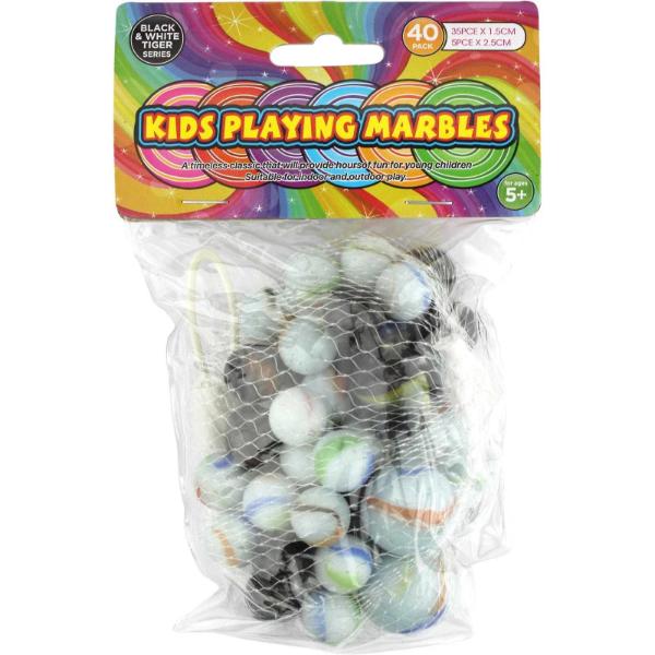 40 Pack Black White Tiger Marbles Party Favour