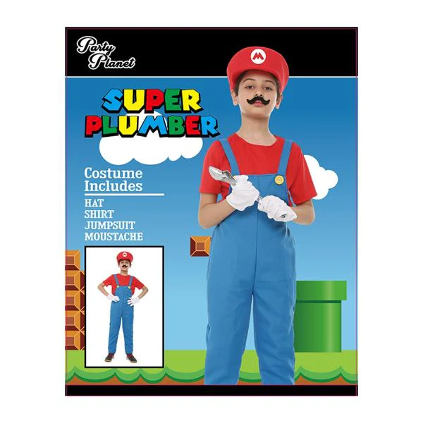 Red Super Plumber Boys Costume - 11 - 12 Years - Image 2