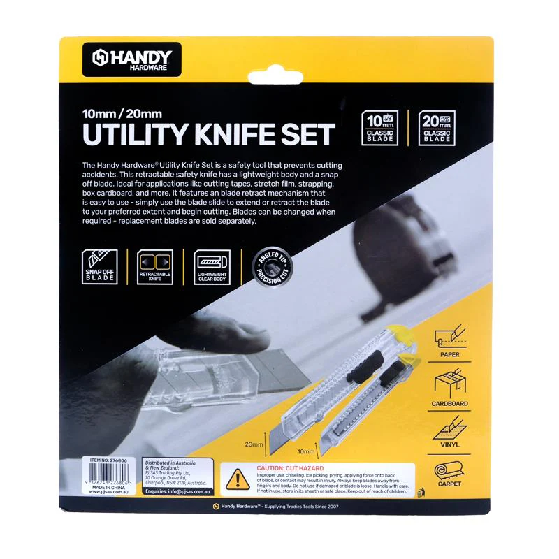 6 Pack Clear Classic Utility Knife - 1cm x 2cm - Image 3