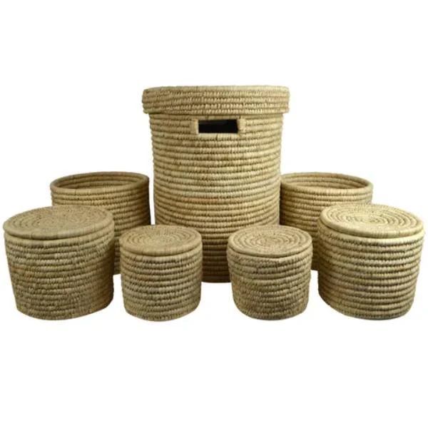 Natural Medium Kojo Date Leaf Baskets - 25cm x 22cm