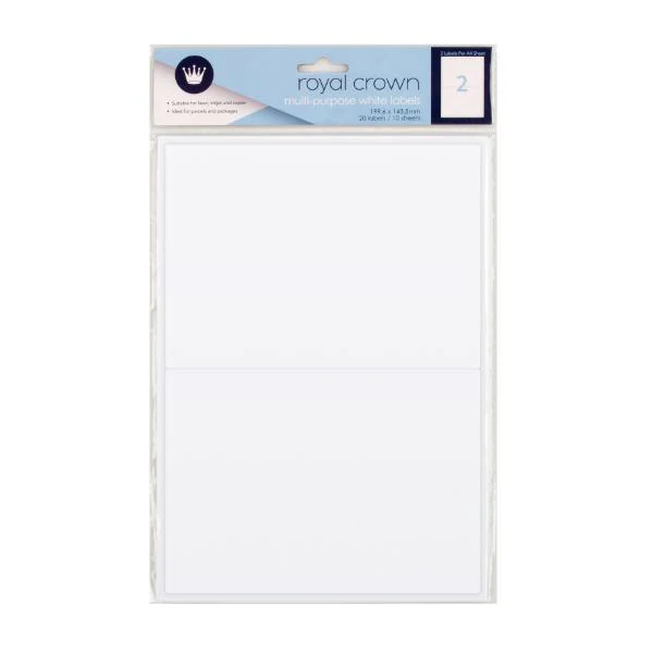 20 Pack A4 White Multi Purpose Labels