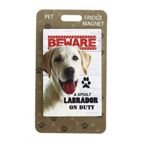 Beware Golden Labrador Pet Fridge Magnet