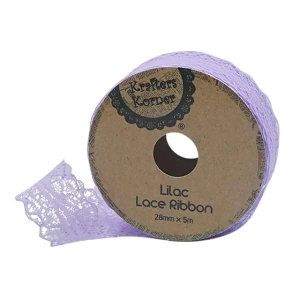 Lilac Lace Ribbon - 2.8cm x 500cm