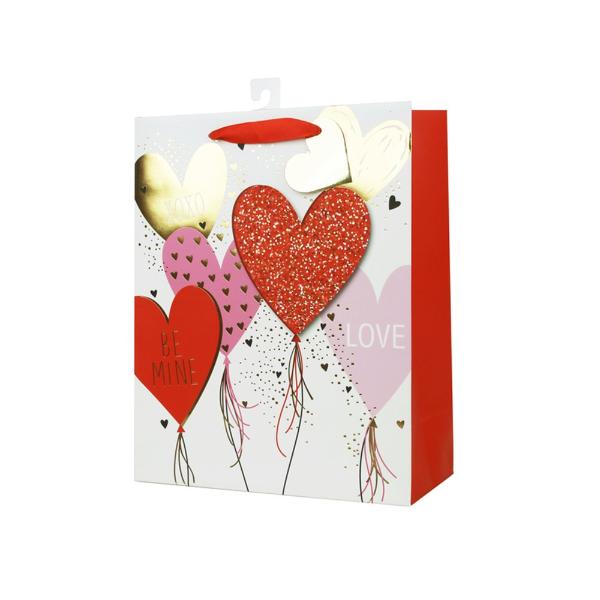 Large Balloon Heart Gift Bag - 26 x 32cm x 12cm