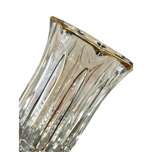 Large Clear Design Glass Vase With Gold Insert - Image 2