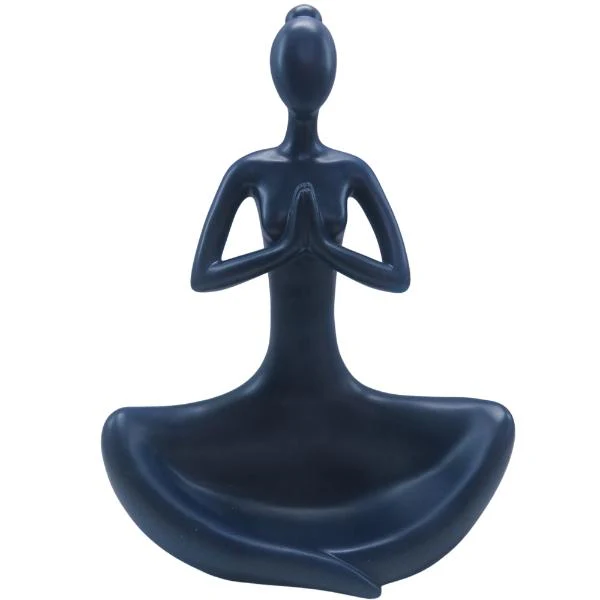 Large Blue Yoga Lady - 24cm x 32cm