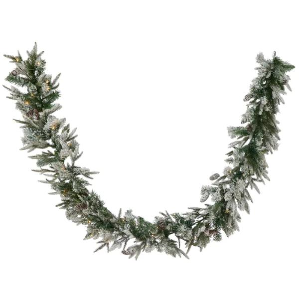 LED Pine G'land w/Pine Cones&Snow 270cm
