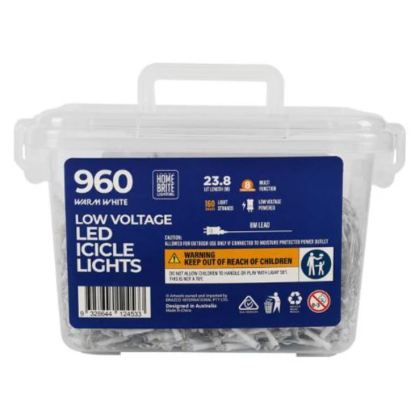 960 Pack Warm White Led Icicle Light - 23.8m - Image 2