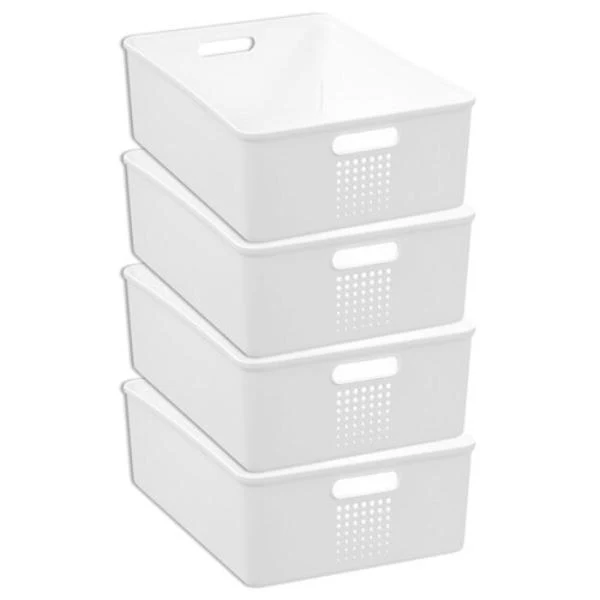 Boxsweden White Levi Storage Basket With Handles - 10L - Image 2