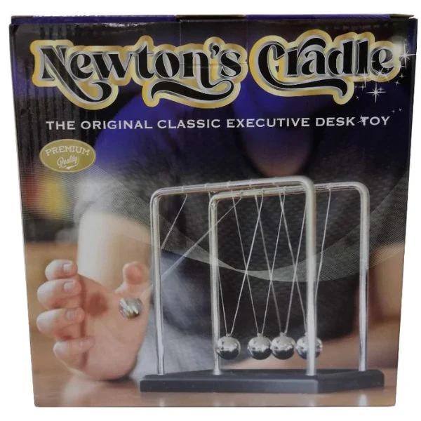 Large Brown Base Balance Ball Newtons Cradle - Image 2