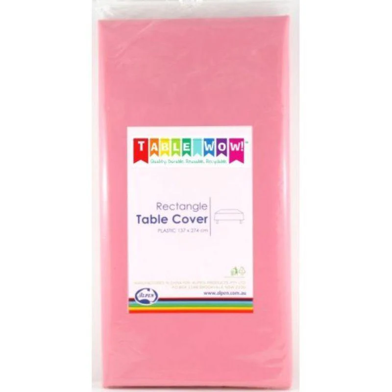 Light Pink Plastic Rectangle Tablecover - 137cm x 274cm