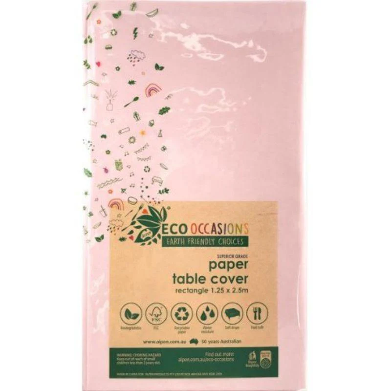 Light Pink Rectangle Paper Tablecover - 250cm x 125cm