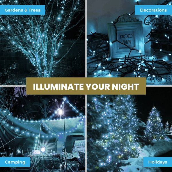 Blue Led Solar Weather Resistant Fairy Lights - 19.5m - Image 4