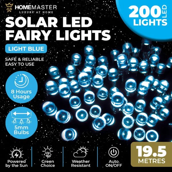 Blue Led Solar Weather Resistant Fairy Lights - 19.5m - Image 5