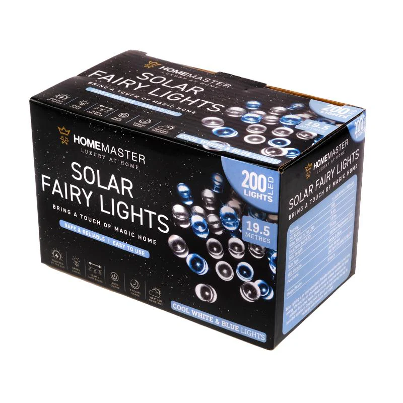 White & Blue Solar Fairy Lights - 19.5m - Image 3