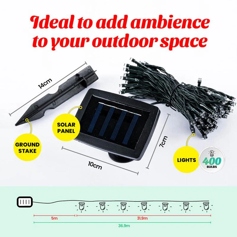 Warm White Led Solar Fairy Light - 38m - Image 4