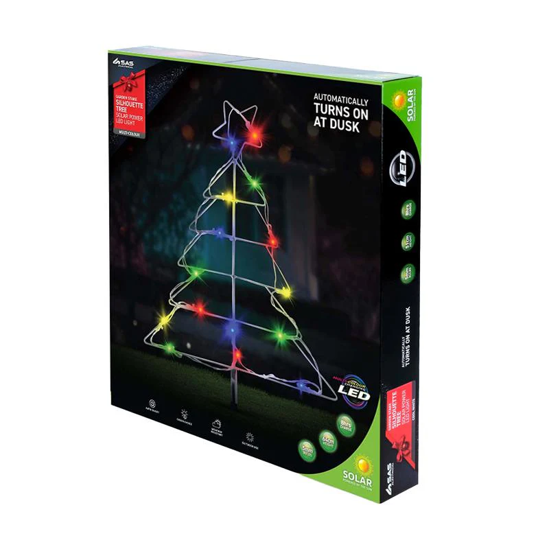 Multicolour Solar Light Led Silhouette Christmas Tree Stakes - 43cm x 51cm x 190cm - Image 3