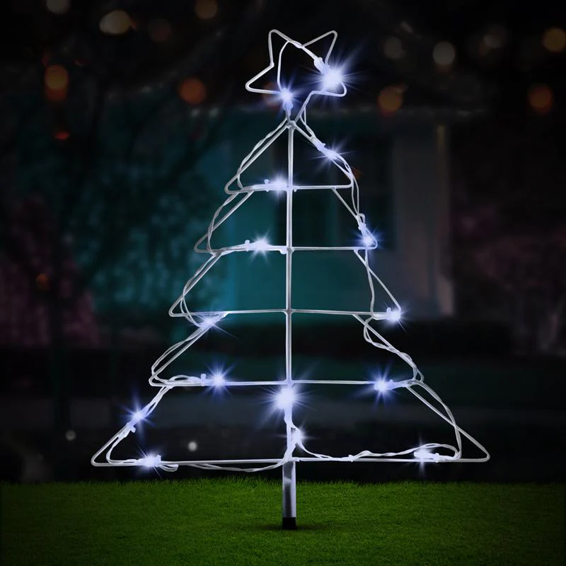 16 Cool White Led Silhouette Stake Christmas Tree Solar Light With 1.9m Lead - 43cm x 51cm - Image 4