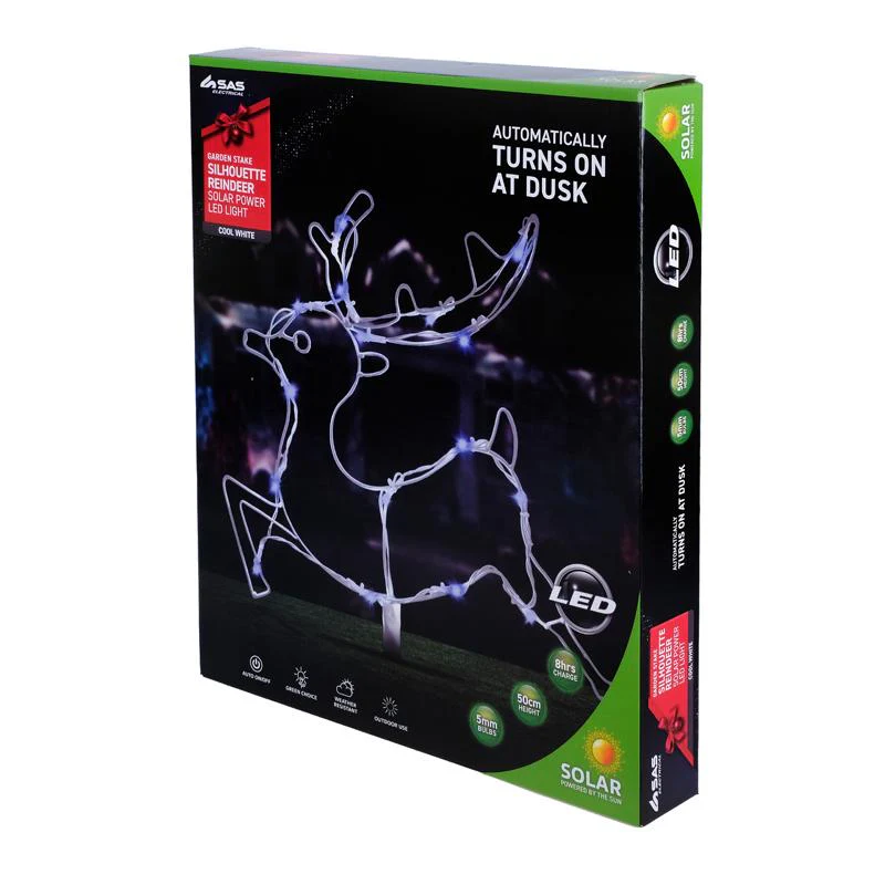 6 Cool White Led Silhouette Stake Reindeer - 47cm x 39cm - Image 3
