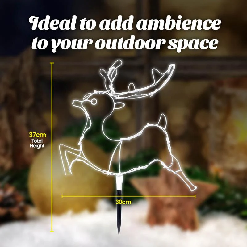 6 Cool White Led Silhouette Stake Reindeer - 47cm x 39cm - Image 4