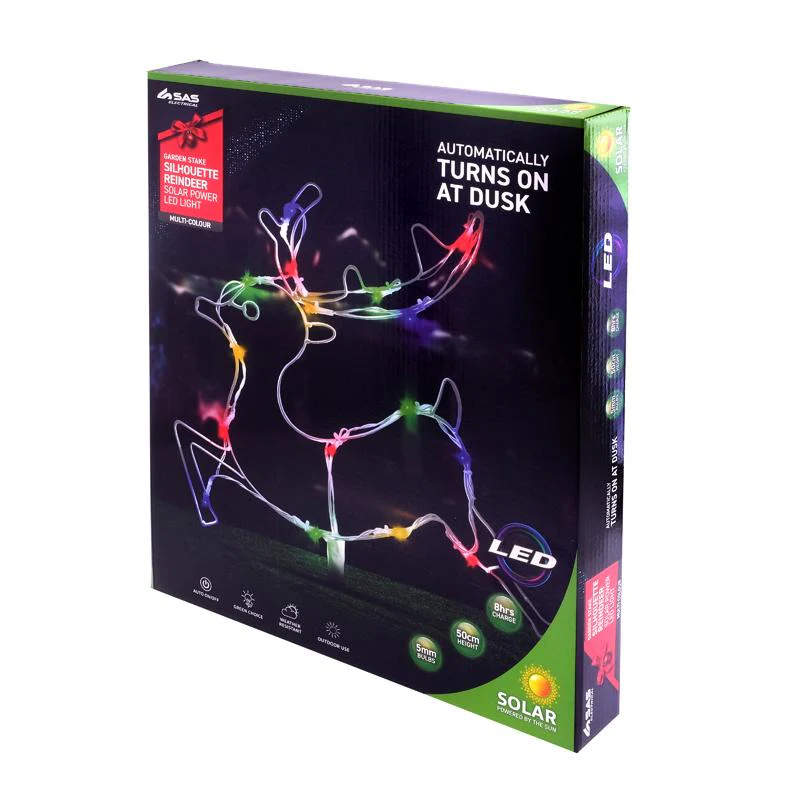 Multicolour Solar Light Led Reindeer Stakes - 47cm x 39cm x 190cm - Image 3