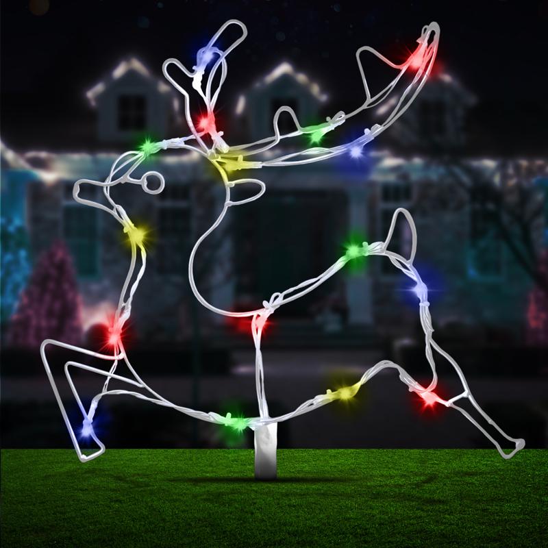 Multicolour Solar Light Led Reindeer Stakes - 47cm x 39cm x 190cm - Image 4