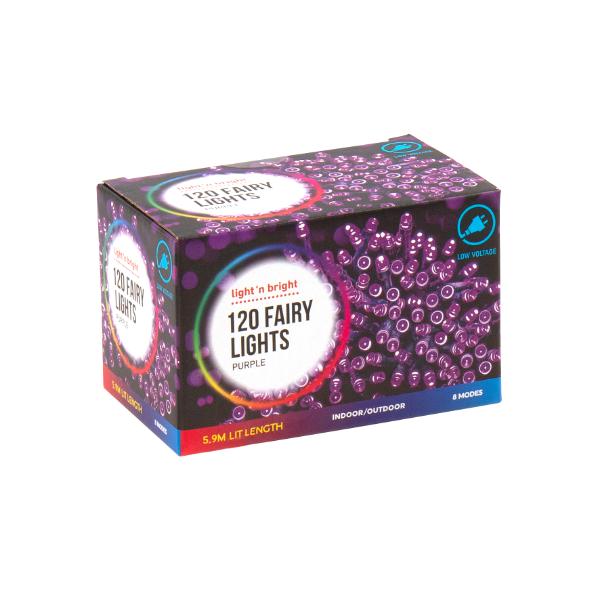120 Pack Purple Fairy Lights - 590cm