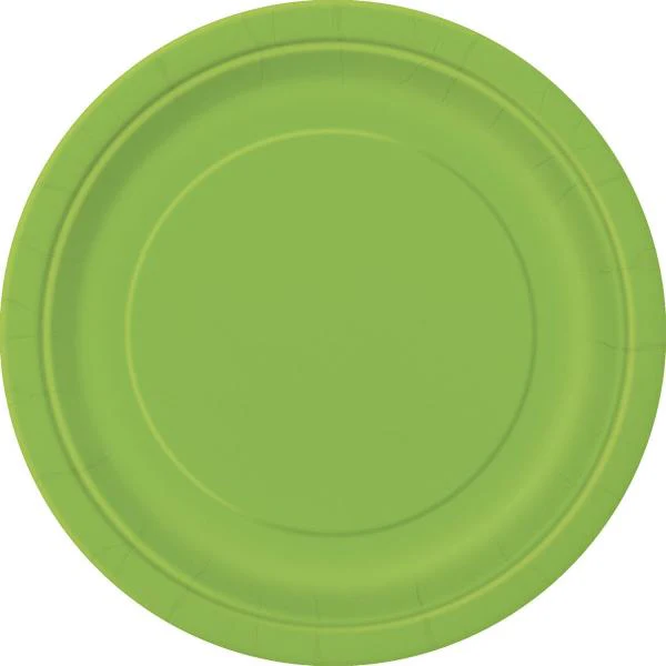 16 Pack Lime Green Paper Plates - 23cm