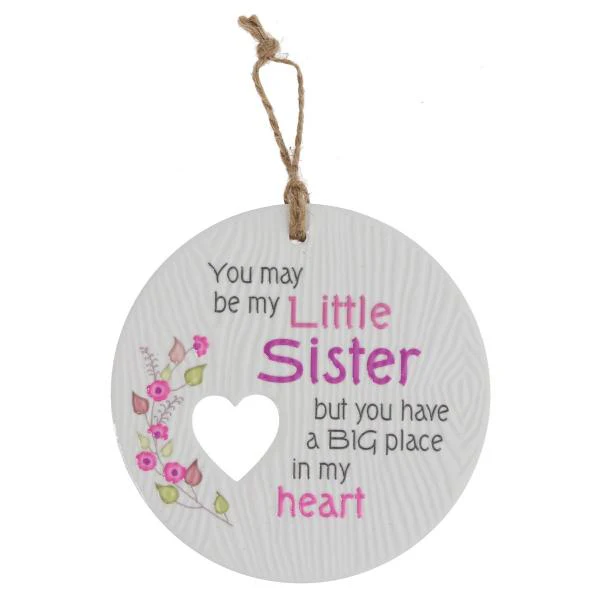 Ceramic Piece Of My Heart Little Sister Hanging Plaque