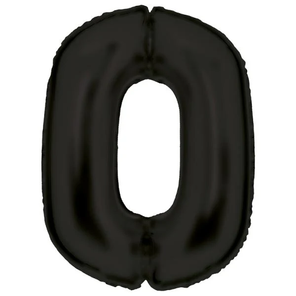 Large Silk Lustre Black Number 0 Foil Balloon - 64cm x 90cm